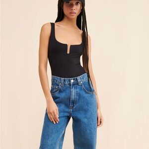 Free People Black Bodysuit